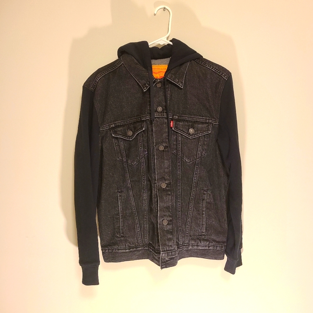 Levi's Men's Black Hybrid Hoodie Trucker Jacket